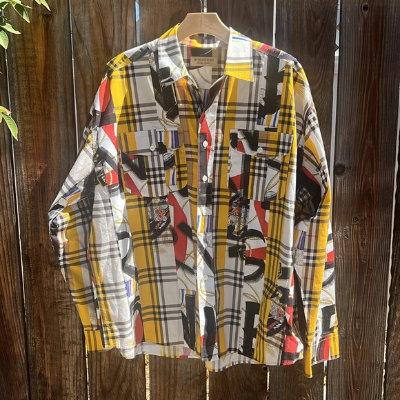 Burberry London Chester Mixed Printed Button Shirt.size Xl.💛 - Picture 1 of 16
